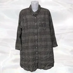 noannu　ノアンヌ　チュニック　ブラック　レディース　ミニワンピース　長袖　チェック柄　シャツ　襟付き　胸ポケットあり
