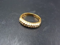 SWAROVSKI スワロフスキー クリスタル リング 指輪 アクセサリー 約14号 ゴールド系×クリア DE2477