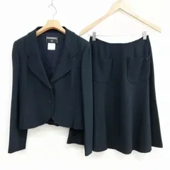 シャネル CHANEL P18870V10849 02C スカート スーツ セットアップ ココマーク ジャケット フレアスカート 美品 38 ネイビーのサムネイル