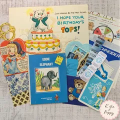 ヴィンテージ 紙モノ 素材 おすそ分けパック 小さな洋書絵本 ジャンクジャーナル コラージュ ブルー系 蚤の市 3
