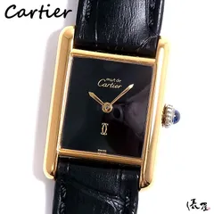 【OH済/仕上済】カルティエ マストタンク SM ブラック 手巻き 極美品 ヴィンテージ レディース Cartier 時計 腕時計 中古【送料無料】のサムネイル