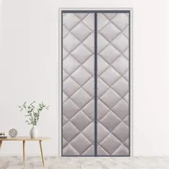 ドア パネル 遮光 高断熱 冬は暖かい 省電対策 取り付け簡単 冷暖房効率UP 防音 厚い 保温 冬 防寒 間仕切りカーテン マグネット暖簾自動で閉まる 防水 ドア用 防風のれん 玄関 85x195cm コットンカーテン PUレザーグレー Liveinu