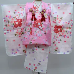 七五三 3才 3歳 三才 三歳 女児 女の子 被布着物祝着フルセット 白色×ピンク 百花斉放 お仕立て無料 NO23973