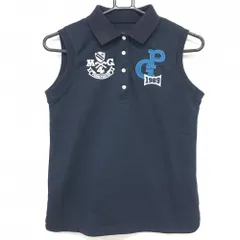 パーリーゲイツ ノースリーブポロシャツ ネイビー×白 襟裏ロゴ レディース 0(S) ゴルフウェア PEARLY GATES