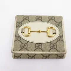 【瀬戸大橋店】 中古 GUCCI | グッチ 二つ折り財布 GGスプリーム ホースビット 1955 621891・534563 ベージュ 【125】