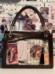 痛バック レディース 2way デコバッグ ショルダーバッグ 手提げ 斜め掛け 大容量 リボンチャーム付き ハート金具 推し活 オリジナル古風デザイン おしゃれ かわいい トートバッグ llcx