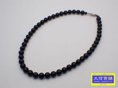 ブラックカルセドニー ネックレス 8.3mm珠 42cm 37.4g 中古B+ 【送料無料】 C-9412【質屋出品】