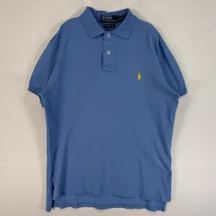 古着 90's/90年代 ポロバイラルフローレン Polo by Ralph Lauren 鹿の子 半袖 ポロシャツ ロゴ 刺繍 2ボタン PIMA COTTON M  水色 無地 メンズ
