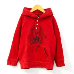 ポロバイラルフローレン パーカー フーディ 長袖 コットン トップス 赤 キッズ 男の子用 120サイズ レッド Polo by Ralph Lauren 【中古】