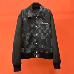 極美品】ルイヴィトン テーラードジャケット 内側ダミエ柄 シルク ２B 46 00027854-01.jpg