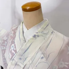 小紋 夏 絽 夏用 洗える着物 裄65.7cm 身丈156cm 花柄 お洒落着 普段着 ポリエステル ピンク 美品 M サイズ 4342