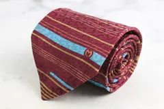 ミラショーン ブランド ネクタイ シルク ボーダー柄 総柄 PO メンズ レッド mila schon 【中古】