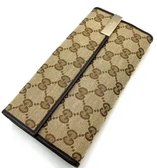 鑑定済み】正規品 グッチ GUCCI GGキャンバス Wホック 長財布 ベージュ  