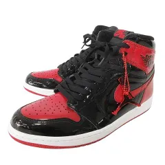 ナイキ NIKE 美品 Air Jordan 1 High OG Patent Bred 555088-063 スニーカー エア ジョーダン 1 レトロ ハイ パテント ブレッド US10.5 28.5cm 赤 黒 ☆AA★