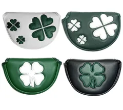 【在庫処分】パターカバー ゴルフヘッドカバー オデッセイに対応 レッド小型マレットタイプ対応 マグネット付け クローバー模様 白 緑 黒