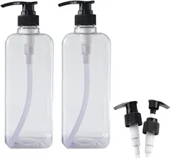 Sweet Plus ディスペンサー 2本セット 1000ml つめかえボトル シャンプーボトル リンス ボディソープ 詰め替え 容器 大容量 ポンプ式 クリア(クリア)