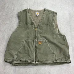 00s カーハート ダックベスト V28 CML XL 裏地ボア 希少Mサイズ】カーハート【00s】ダックベスト 裏地ボア フェード