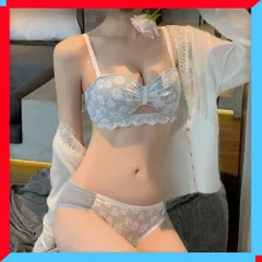 新品 花柄刺しゅう レース ランジェリーセット セクシーリボンブラ シースルー ワイヤレスブラ 美胸 エロ下着【送料無料】