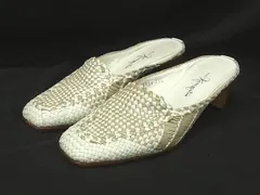 GINZA Kanematsu 銀座かねまつ レザー ヒール 編み込み サイズ36 (約23cm) 靴 シューズ レディースアイボリー系×ベージュ系 DK0915