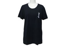 YVES SAINT LAURENT イヴサンローラン 半袖Tシャツ Y1LFE サイズS ロゴプリント ブラック ホワイト コットン 美品 中古 4b001601