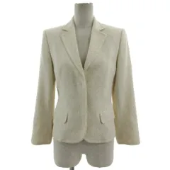 23区 オンワード樫山 ジャケット フォーマル テーラードカラー シングル 2B 日本製 コットン混 ラメ ツイード ライトベージュ オフ白 グレージュ 38