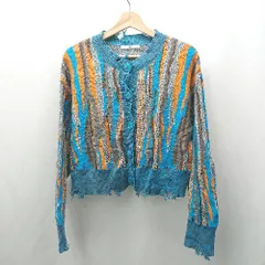 ◇ ⊂ SLY スライ マルチカラー ダメージ加工 長袖 カーディガン サイズF ブルー オレンジ ブラウン レディース E  【1506300029189】