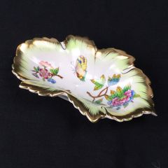 1304 M1011305281-6 HEREND ヘレンド ブーケトレイプレート リーフシェイプ ナッツ皿 HUNGARY ハンガリー