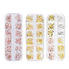 【新品未開封】 ネイルパーツ 3個セット 蝶 ゴールド ピンクゴールド スタッズ シルバー 3Ｄネイルアート ネイル デコレーション ネイルデザイン デコパーツ Yuzhiye 夏 (蝶々)