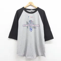 XL/古着 7分袖 ビンテージ Tシャツ メンズ 00s MLB ニューヨークジャイアンツ 大きいサイズ ツートンカラー クルーネック グレー 霜降り メ