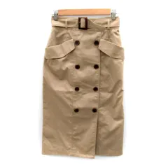 ナチュラルビューティーベーシック NATURAL BEAUTY BASIC トレンチスカート タイトスカート ロング丈 無地 ベルト付き S ベージュ /SY22