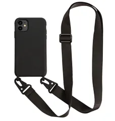 【在庫処分】UnnFiko iPhone 15 ケース ネックストラップ スマホケース 蛍光色 シリコン アイフォン 15 ケース シンプル ソフト 保護カバー 携帯ストラップ 紐付き 斜めがけ (iPhone 15Black)