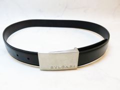 MER721 BVLGARI（ブルガリ）ベルト 26314 ロゴプレート ベルト 黒　最小ウエストサイズ77㎝ 最大ウエストサイズ87㎝