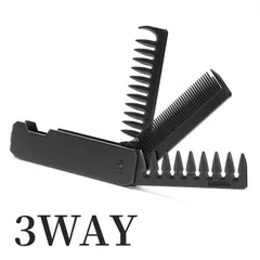 折りたたみ コーム 3WAY 多機能 くし 櫛 メンズ ヘアケア スタイリング ジェル ポマード メンズ ジャンボ メッシュ プラスチックのサムネイル
