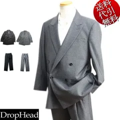 2019年新作 秋冬物【ビッグ有】DropHead/ドロップヘッド【送料無料】小柄変形ヘリンボーン柄 ピーク衿 １掛４つ釦Ｗスーツ ダブルスーツ黒/グレー M/L/LL/3L/4L【smtb-k】【ky】【YDKG-k】メンズ【ky】【RCP】A2762