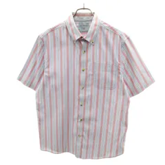 L.L.Bean エルエルビーン ストライプ柄 半袖 ボタンダウンシャツ L 水色 アウトドア メンズ 古着