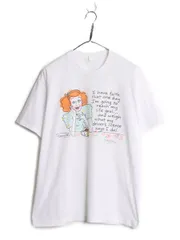 【お得なクーポン配布中!】 90s USA製 ジョーク キャラクター イラスト プリント Tシャツ メンズ XL 古着 90年代 オールド 当時物 メッセージ アート シングルステッチ