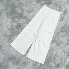 【美品】H&M  エイチアンドエム  デニムワイドパンツ  切りっぱなし裾  (36)  ヘルシー  大人カワイイ  レディース  白系  ホワイト【送料無料】