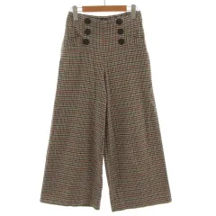 ザラ トラファルック ZARA Trafaluc パンツ ワイドパンツ ウエストゴム ストレッチ シェパードチェック ベージュ ブラウン 茶 ブラック 黒 グリーン 緑 レッド 赤 XS