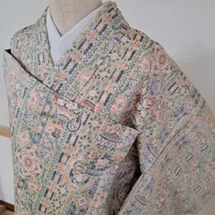 a15 未使用 花更紗模様 正絹 小紋 裄68 a15 未使用 花更紗模様 正絹 小紋 裄68 小紋 着物 中古 正絹 単衣