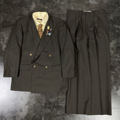 【BRITISH VINTAGE】英国ブランド BURBERRY バーバリー 5点セット セレモニー ダブルスーツ メタルボタン 金ボタン ホースロゴ刻印 セットアップ 上下 くすみカラー 成人式 卒業式 結婚式（ユーロピンズ＆シャツ＆ネクタイ）No.52