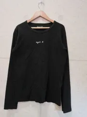 アニエスベー Agnes b. Tシャツ 長袖  ロゴ ブラック 綿100％