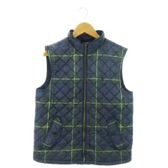 ポロ ラルフローレン POLO RALPH LAUREN キルティングベスト 中綿 ジップアップ ロゴ刺繍 チェック ブラックウォッチ 男の子 ボーイズ M 紺 ネイビー /MN6 ■GY18