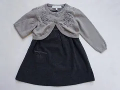 タルティーヌ エ ショコラ タルティーヌエショコラ tartine et chocolat アウトレット 子供服 女の子 90cm ベビー服 ジャンパースカート 長袖 ボレロ カーディガン 2点 グレー 秋 冬 ★4 ガールズ キッズ 【中古】