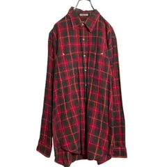 J.J.COCHRAN 長袖 チェック ネルシャツ L～ レッド グレー ダブルポケット トールサイズ 古着卸 アメリカ仕入 a612-5606