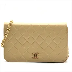 良品 CHANEL シャネル マトラッセ ラムスキン ココマーク プッシュロック チェーン ショルダー バッグ ベージュ a7084