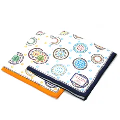 新品 ふわっとおっきな ガーゼハンカチ 45cm×45cm 大判 花円柄 青 黄色 2枚セット 日本製