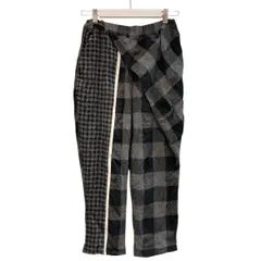 gomme ゴム チェック 変形パンツ モード系 日本製 ウエストゴム ブラック グレー ホワイト サイズM レディース 冬 ゴーゴー古着久喜倉庫店 草2095