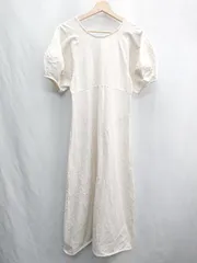 ◇ ⊂ selectMOCA ボリュームスリーブ カーブライン 半袖 ロング ワンピース サイズF アイボリー系 レディース E  【1412260007139】