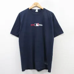 L/古着 マジェスティック 半袖 ビンテージ Tシャツ メンズ 00s MLB ボストンレッドソックス コットン クルーネック 紺 ネイビー メジャーリ