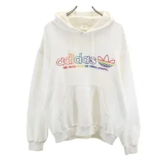 アディダス 80s デサント製 ヴィンテージ トレフォイルロゴ 長袖 スウェットパーカー O ホワイト adidas メンズ